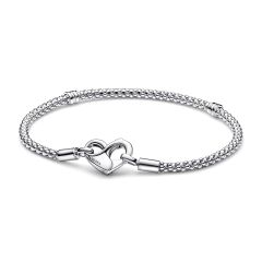 Pandora Moments Heart Closure Silver Studded Chain Bracelet