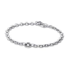 Pandora Signature Silver Pavé Circle Bold Chain Bracelet