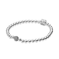 Pandora Silver Beads & Pave Bracelet
