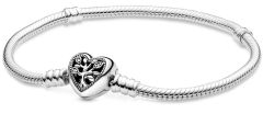 Pandora Moments Family Heart Silver Snake Chain Bracelet