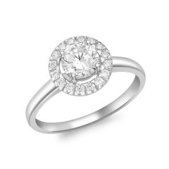 9CT White-Gold Sparkle Round Cluster Halo Ring