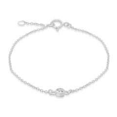 Sterling Silver & White April Birthstone Bracelet