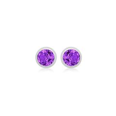 Sterling Silver & Purple February Birthstone Stud Earrings