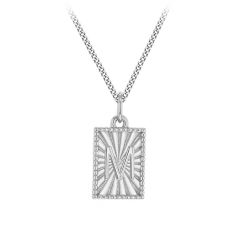 Sunray Letter M Sterling Silver Pendant Necklace