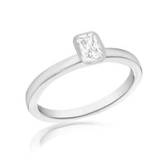 Sterling Silver Rectangular Stone Solitaire Ring