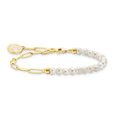 Thomas Sabo Charmista White Pearls Gold Link Charm Bracelet