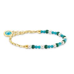 Thomas Sabo Charmista Blue Pearls Gold Link Charm Bracelet