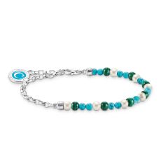 Thomas Sabo Charmista Blue Pearls Silver Link Charm Bracelet