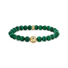 Thomas Sabo Rebel Green Malachite & Gold-Plated Beads Bracelet