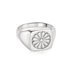 Daisy Bloom Sterling Silver Signet Ring