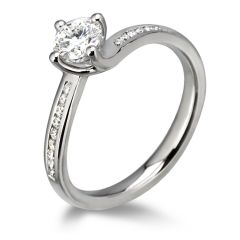 Luxe 'Waltz' Round-Brilliant Diamond Shoulder-Set Engagement Ring 