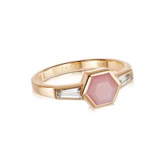 Daisy Beloved Pink Opal 18CT Gold-Plate Hexagon Ring
