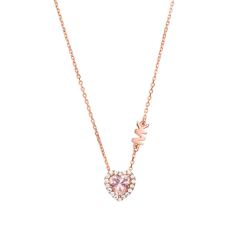 Michael Kors Brilliance Rose-Gold Heart Pendant Necklace