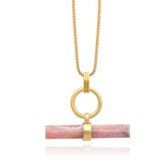 Rachel Jackson Optimism Gold & Rose T-Bar Necklace