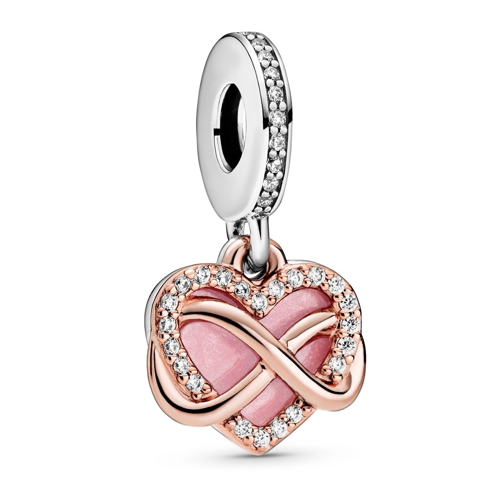 Pandora Two-Tone Sparkling Infinity Heart Dangle Charm - 1 Pandora Two-Tone Sparkling Infinity Heart Dangle Charm - 1