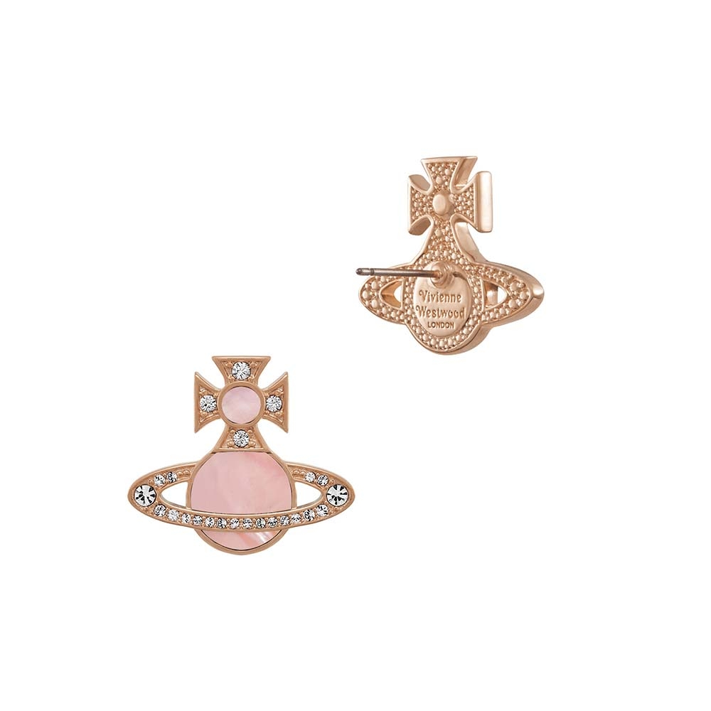 Vivienne Westwood Rina Pink & Rose-Gold Tone Stud Earrings - 2 Vivienne Westwood Rina Pink & Rose-Gold Tone Stud Earrings - 2
