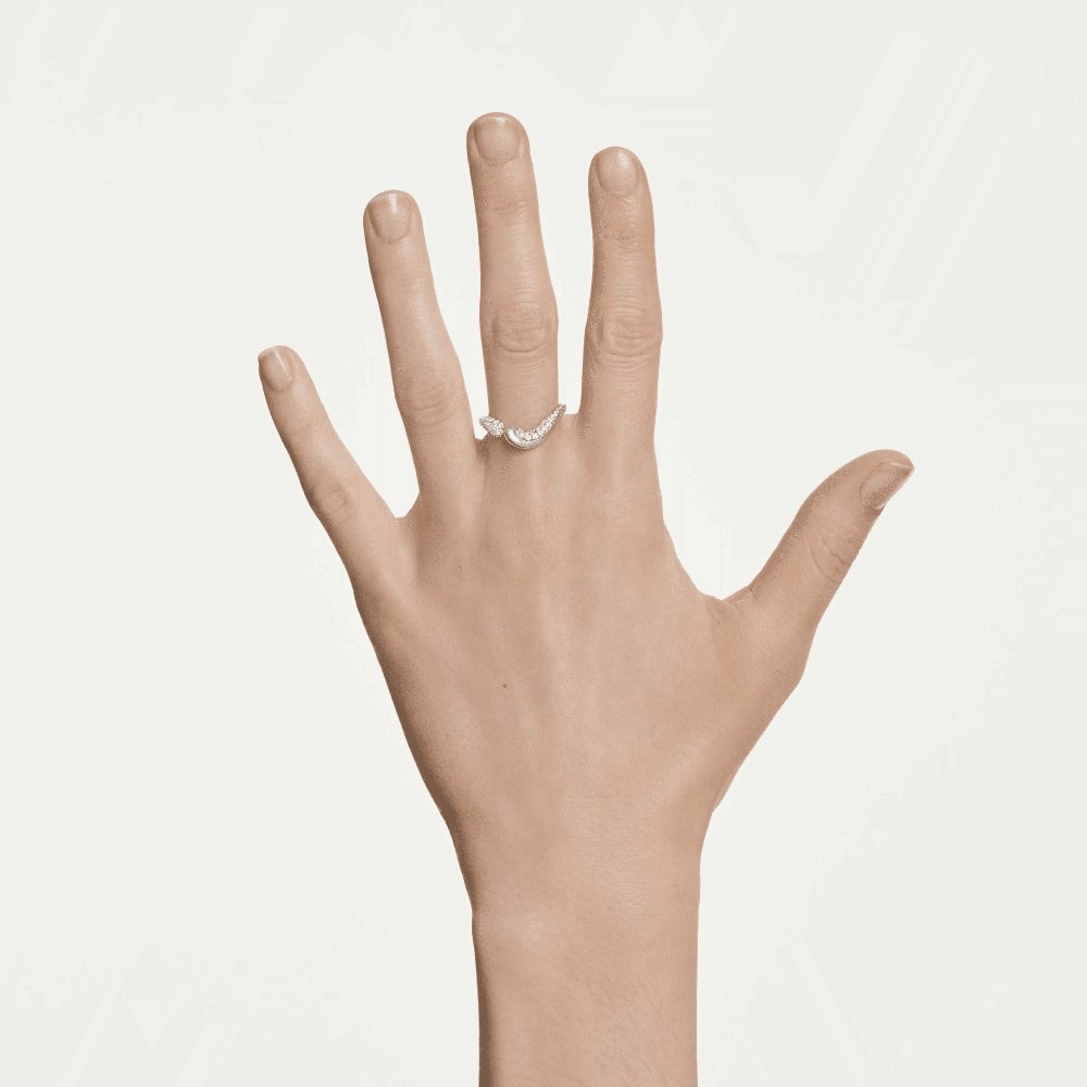 Swarovski Classica Round-Cut Sterling Silver Small Open Ring - 5 Swarovski Classica Round-Cut Sterling Silver Small Open Ring - 5