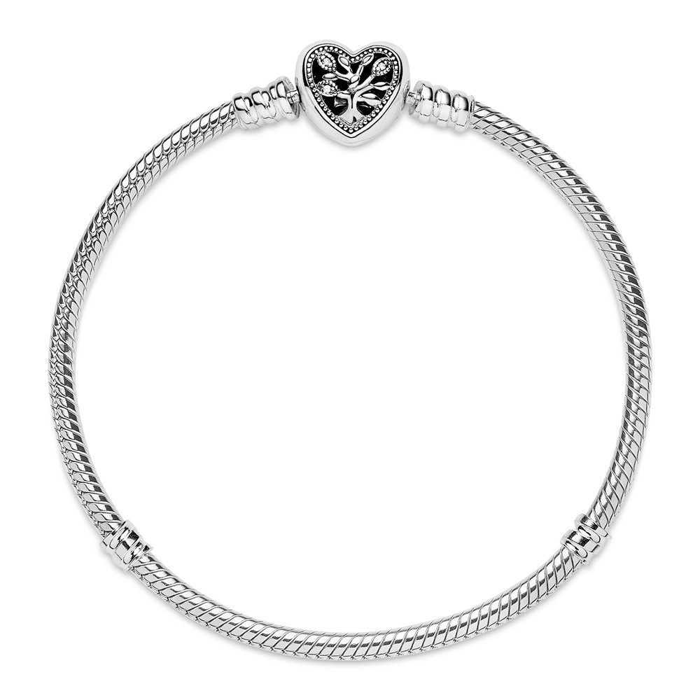 Pandora Moments Family Heart Silver Snake Chain Bracelet - 3 Pandora Moments Family Heart Silver Snake Chain Bracelet - 3