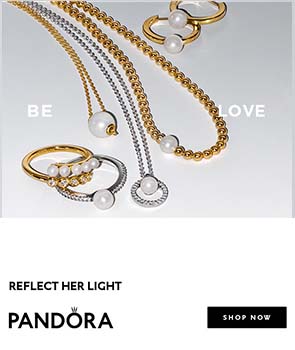 Be love pearl jewellery with text Pandora shop now