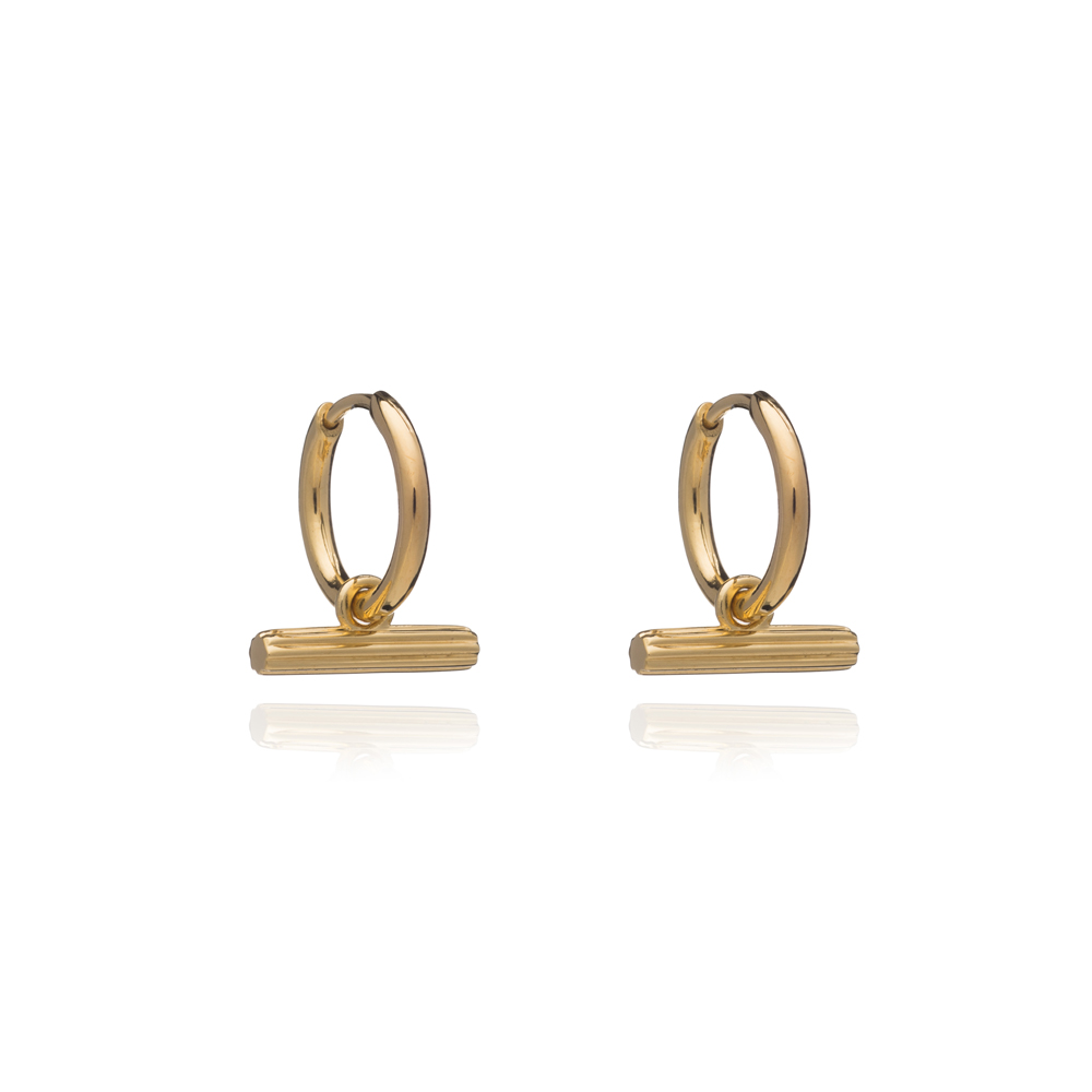 Rachel Jackson Mini T-Bar Gold Huggie Hoop Earrings
